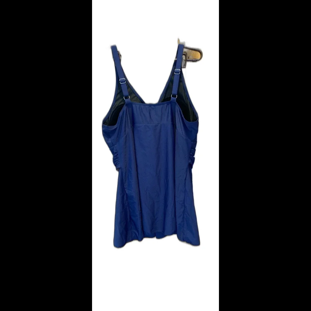 Perona One Piece Swimsuit Modest Plus Size 2X Navy Blue‎ Flattering Long Skirt - Picture 3 of 11